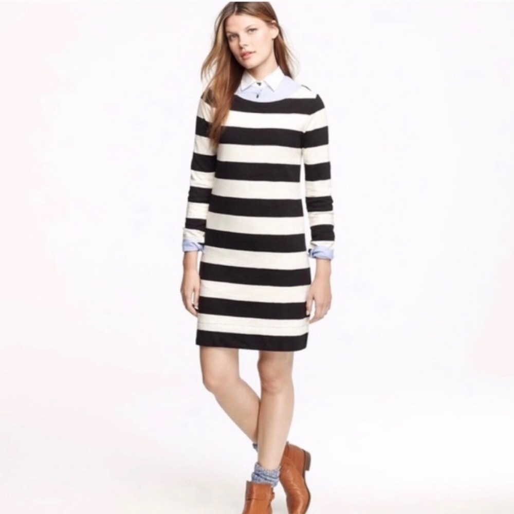 J. Crew Factory Navy/White Striped Dress